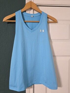 Under Armour Tech Tank Top Womens Racerback Light Blue Performance Activewear S